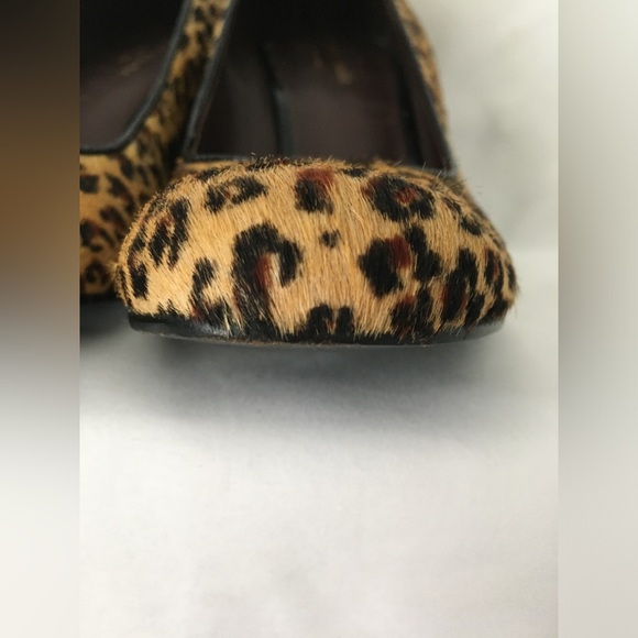EUC Kate Spade gorgeous leopard print cow fur black suede wedge. - Picture 11 of 16